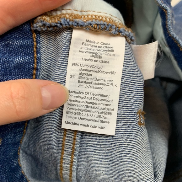 Madewell Sz 26 High Rise Denim Shorts Midi Length Cut Offs Jean Distressed l0367 - Picture 9 of 11